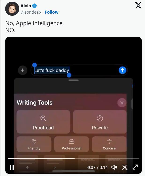 苹果AI翻车？写作工具难应付脏话，对敏感话题“罢工”  第2张