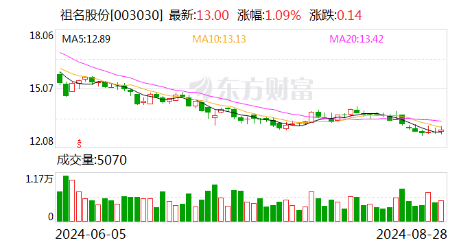 祖名股份：2024年上半年亏损756.87万元